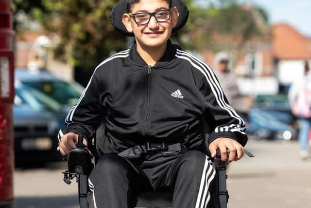 Danyal in his new wheelchair