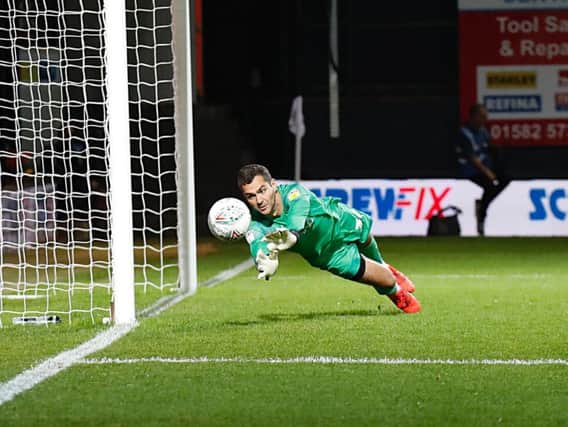 James Shea makes another save against Leicester City this evening