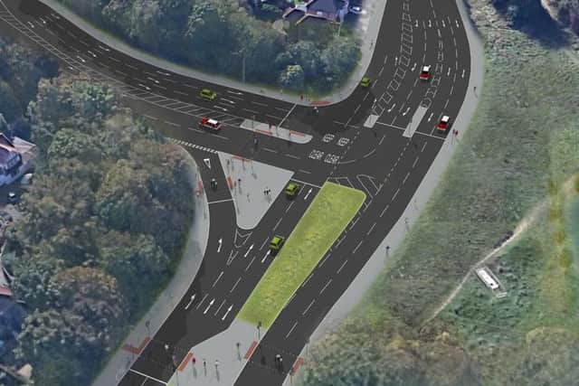 An aerial view of the proposed T junction