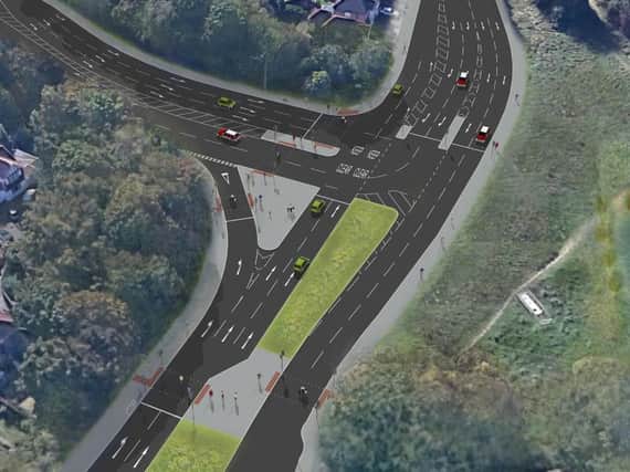 An aerial view of the proposed T junction