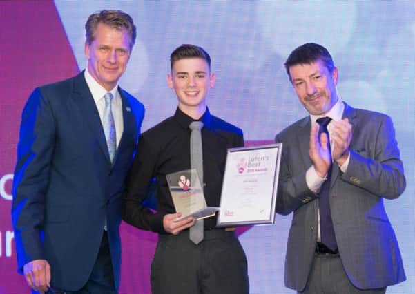 Presenter and former tennis player Andrew Castle (left) presented Jack (middle) with his Luton's Best award.