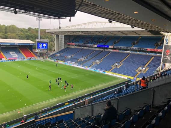 The Hatters warm up at Ewood Park this afternoon