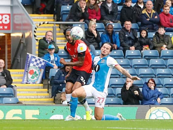 Izzy Brown delivers the cross for James Collins to make it 1-0 at Blackburn yesterday