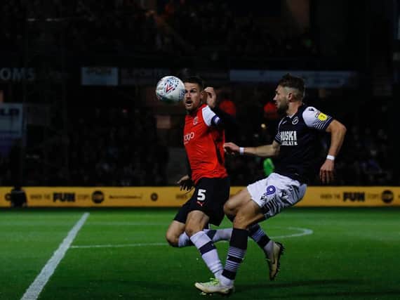 Sonny Bradley in action for the Hatters this evening