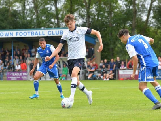 Sam Beckwith in action during Luton's pre-season friendly with Bedford Town