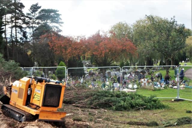Work is undertaken close to grave sites