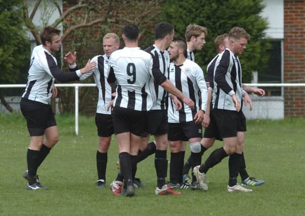 Kent Athletic celebrate a goal against Broxbourne at the weekend