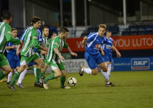 Action from Kenilworth Road as AFC Dunstable lost to Biggleswade Town