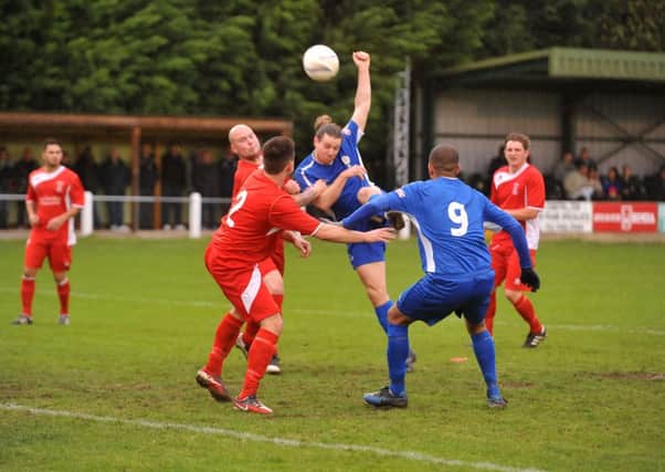 Action from Barton Rovers' 2-0 win over Langford