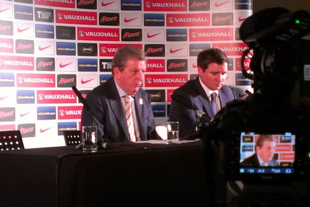 Roy Hodgson at Vauxhall HQ, Luton, announcing the latest England squad