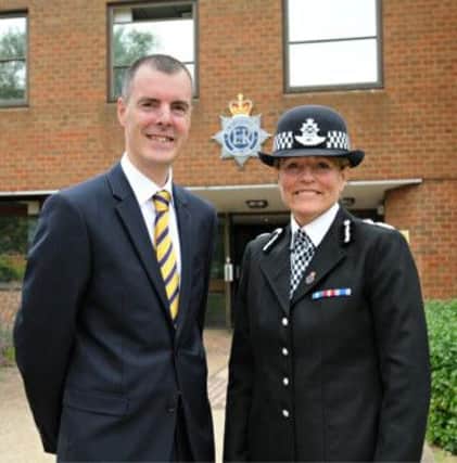 No PCC Olly Martins alongside the new Chief Constable for Bedfordshire Police, Colette Paul.