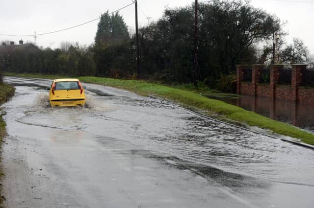 Dunstable Road, Caddington, during flooding late last year