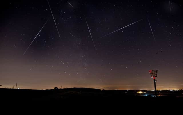 Blended image of Perseid meteor shower over Dunstable Downs, picture by Gary Nunn of Gary Nunn Photography