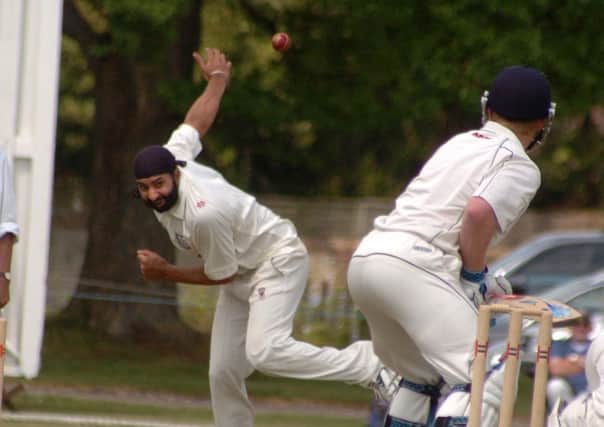 Monty Panesar, Sussex and England cricketer playing for Bexhill against Eastbourne