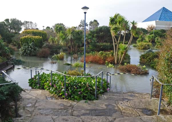 5/2/2014 (NEWS)February storms hit Southsea on Wednesday, with a heavy rainfall causing flooding in the area.Pictured is: The Rock Gardens were also inundated with flood water.Picture: Sarah Standing (14295-8895)