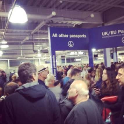 Passengers were stuck in queues up to two hours long. Picture- Josh Bone