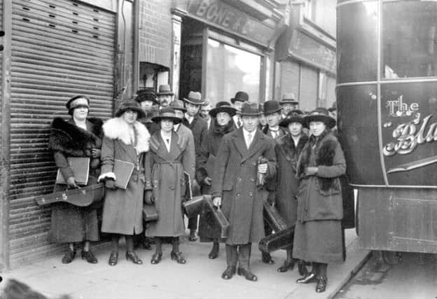 Luton Mandolin Band outside the New Bedford Road shop in 1923