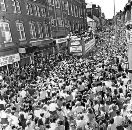 Fans in Upper George Street, Luton, for England's parade