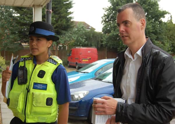 PCC Olly Martins with  PCSO Narzia Ahmed in day of action in Kempston.
