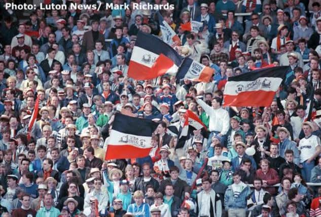 Luton Town fans at Littlewoods Cup final at Wembley in 1988