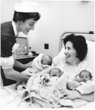 Mum with triplets born at the Luton & Dunstable Hospital in the 1960s