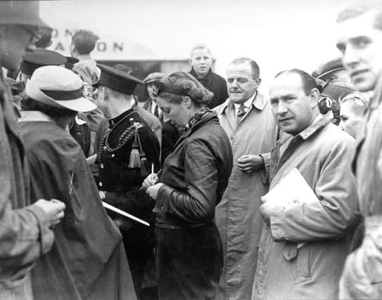 Amy Johnson at Luton Airport opening in 1938