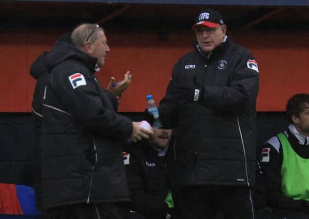 Hatters boss John Still and assistant Terry Harris