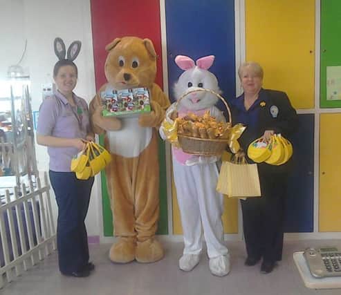 Tesco staff and the Easter bunny visited children at the Luton and Dunstable hospital