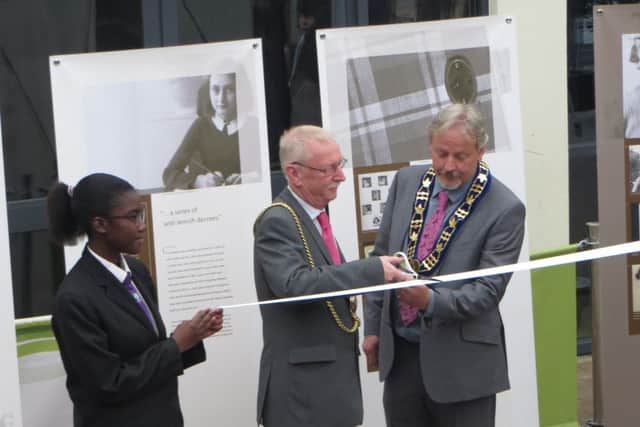 Opening of the Anne Frank exhibition at Lealands High School, Luton.