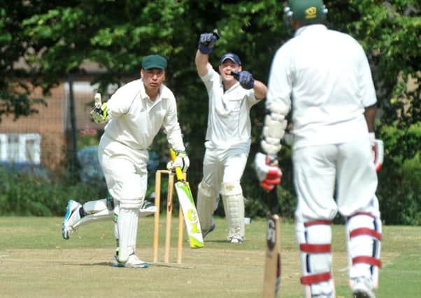 Houghton Chargers batsman Wahid Khan pleads with the umpire during his sides defeat to Steppingley
