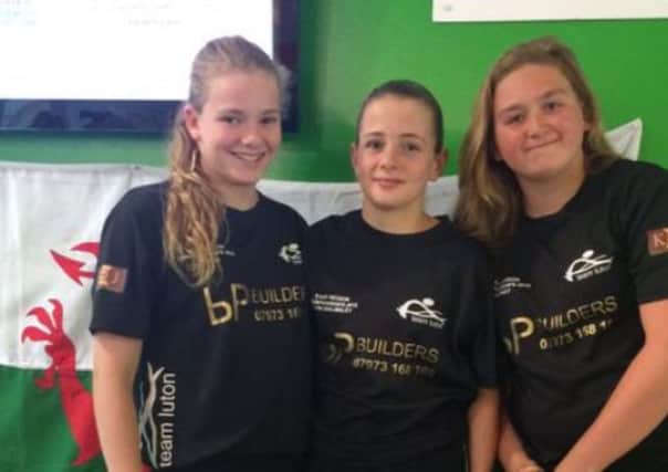 Swansea swimmers: Abbie Barnwell, Lauren Young and Celyn Walmsley