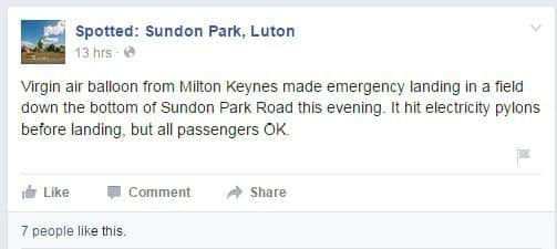 A social media post about the flight which surfaced last night