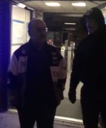 Leslie Turner was confronted and filmed before being arrested at Luton train station
