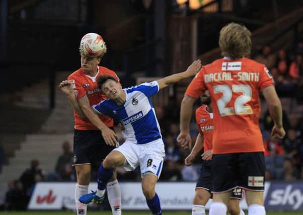 Cameron McGeehan tries to win possession