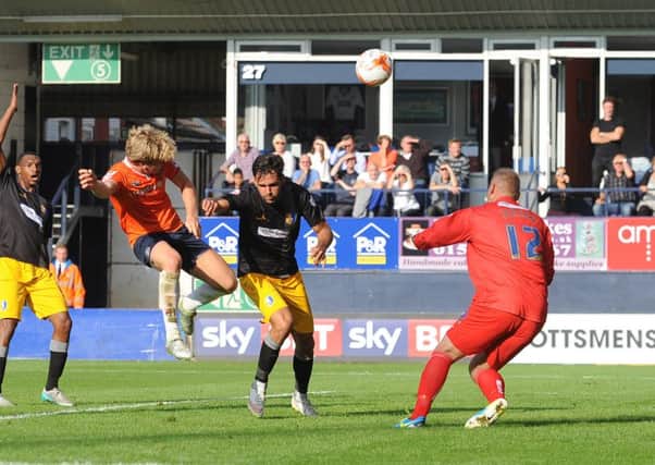 Cameron McGeehan comes close to his fourth goal of the season against Mansfield