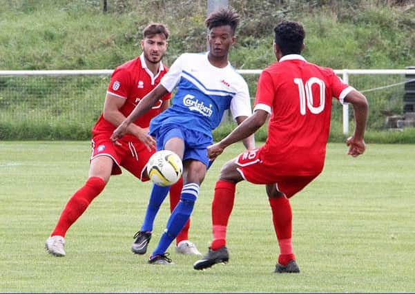 Action from AFC Dunstable's weekend win over Oxhey Jets