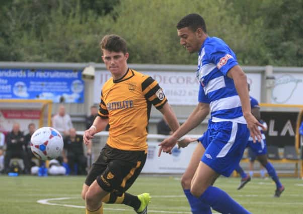 Action from Dunstable Town's 2-0 defeat to Maidstone United