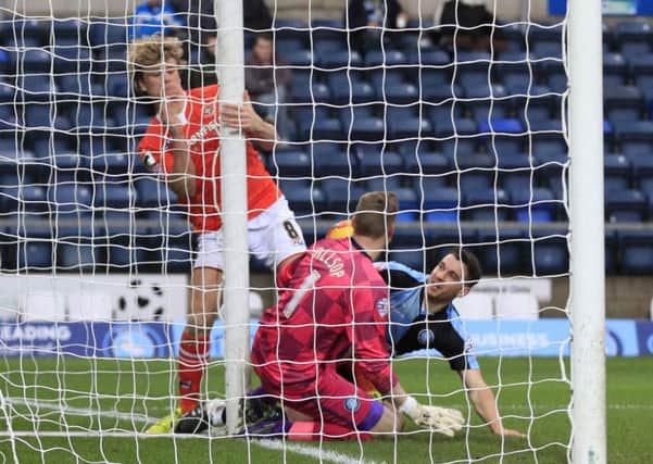 Cameron McGeehan comes close to a second against Wycombe