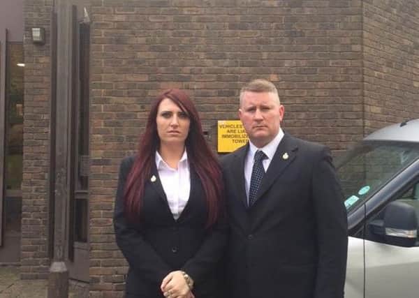 Paul Golding and Jayda Fransen pictured outside Medway Magistrates' Court