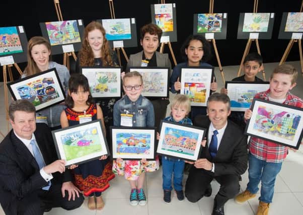 Dream Car Art Contest winners with Luton sisters Denisa and Rachel Rissa in the middle of the back row