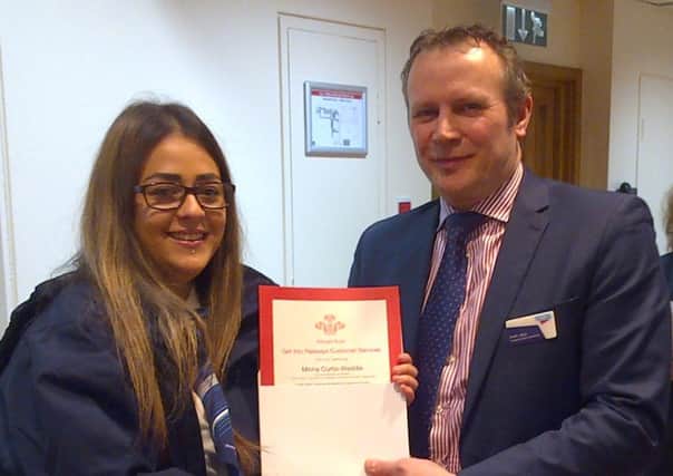 Micha Curtis-Weddle of Luton with Keith Jipps after a Prince's Trust 'Get into Railways' course