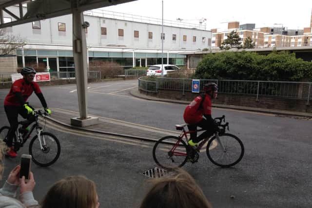 Charlie and his school teacher Mr Payne set off on the bike ride