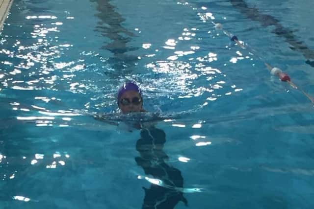 Laci during the swimathon for The Children's Trust