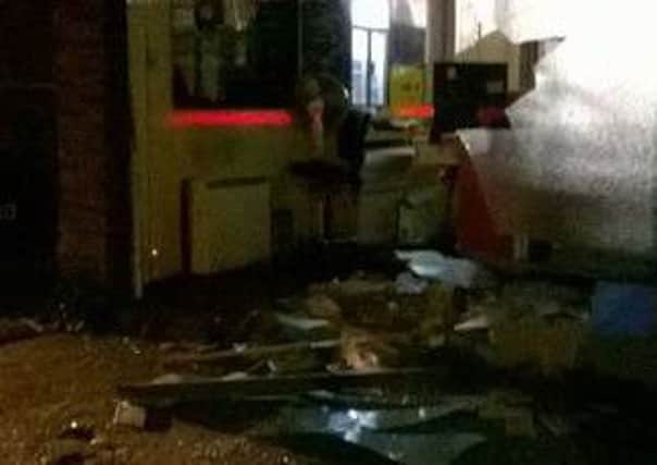 The aftermath of the ramraid at Ladbrokes in Leagrave