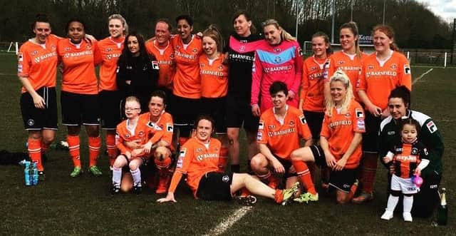 Luton Town Ladies celebrate their cup victory