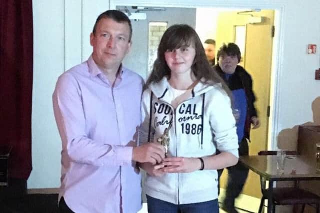 U16s Supporters Player of the Year Emily Wilson with Mike Nolan