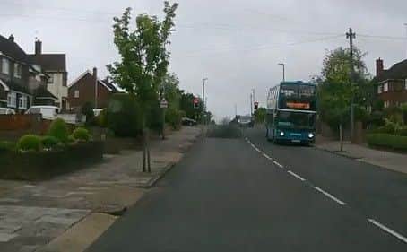 The smoke coming out to the bus in Old Bedford Road