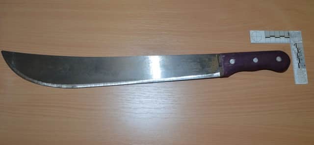 A photo of the machete that Taylor had in his possession