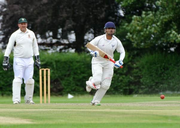 Sachin Wagh on his way to a hundred against Dunstable
