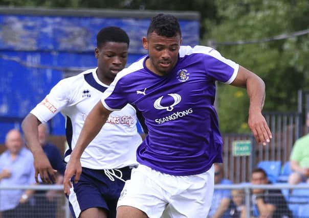 Trialist Isaac Vassell in action for Luton at Bedford Town